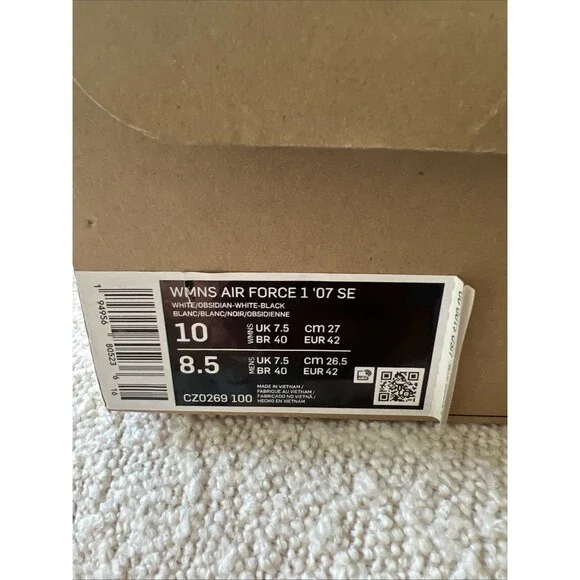 Nike Air Force 1 '07 SE Indigo Size 10 Women's CZ0269-100 White/Obsidian White - Picture 10 of 11